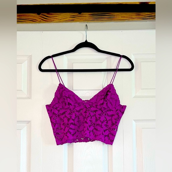 Free People Tops - Free People - Fuchsia Lace Crop Tank Top